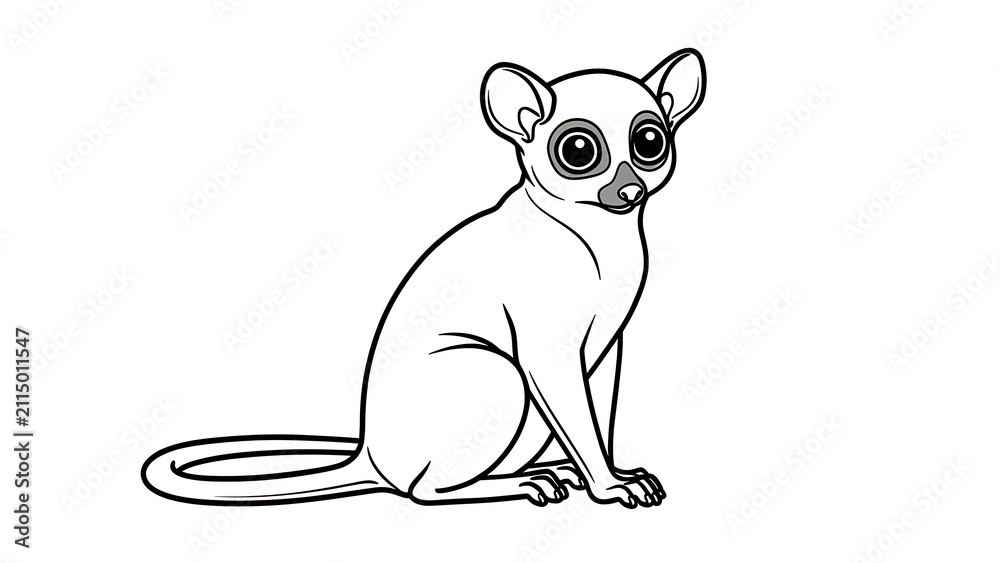 Fototapeta premium Cute cartoon lemur illustration white background.