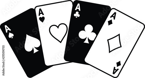 Obraz na płótnie Four Aces Playing Cards Vector Illustration with Spade, Heart, Club and Diamond
