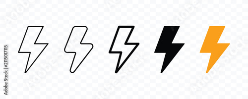 Фотография Electric lightning bolt icon series in various line and solid formats with light