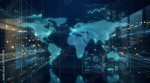 Digital world map network b...