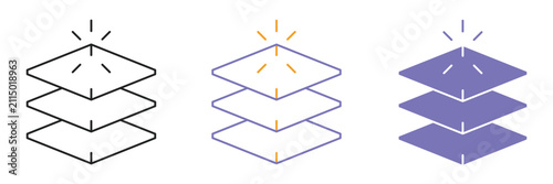 AI Neural Network Processing Layers Icon Set Outline Glyph