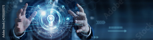 Strategic integration. Business consultant holding glowing solutions frameworks over a global network on an abstract dark background. Enterprise growth plan.