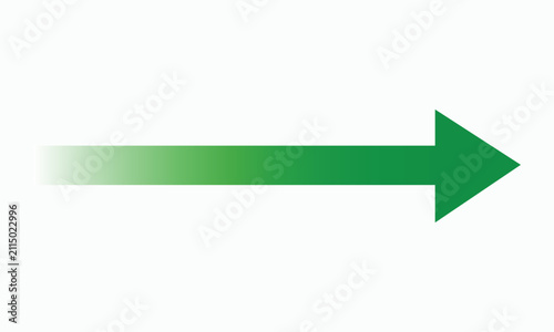 Vibrant green arrow with a smooth color gradient from white to bright green, dynamic pointer symbol, represents progress, speed, and growth, modern vector graphic for presentations or web design.