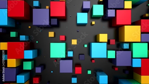 Background of Cubes. Abstract motion, loop, 3d rendering, 4k resolution
