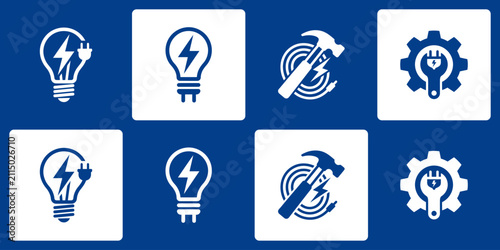 Collection of electrical vector logos with modern, simple, clean and abstract style. Icons for businesses, electricians, and personal branding.