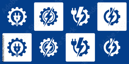Collection of electrical vector logos with modern, simple, clean and abstract style. Icons for businesses, electricians, and personal branding.