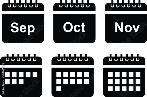 Minimal Monthly Calendar Icons Set for Schedule and Planning