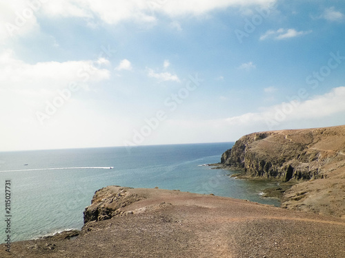 Rocks on coast of Lanzarote Island. Beauty of nature.