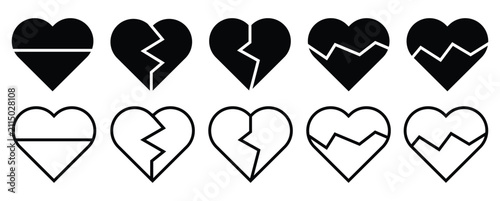 Schilderij op canvas Black heart vector icons set