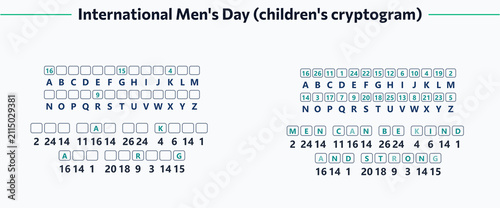 Obraz na płótnie Cryptogram activity for International Men's Day for children