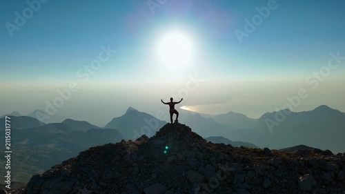 Sunrise Silhouette Mountain Peak Drone