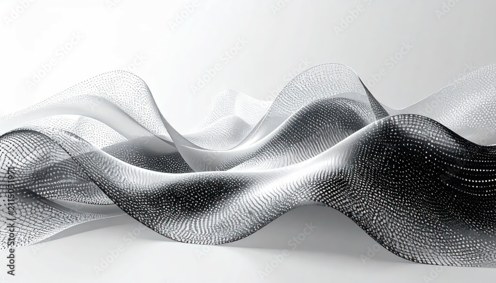 Fototapeta premium Black and white dot matrix wave pattern.