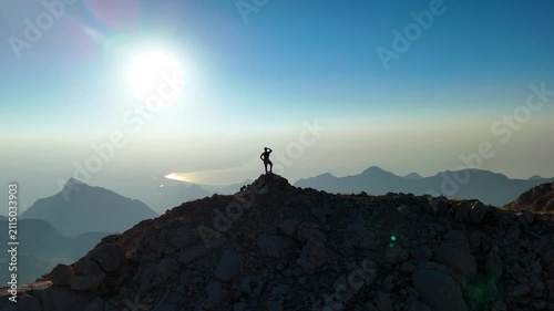 Drone Orbit Peak Sunrise Silhouette