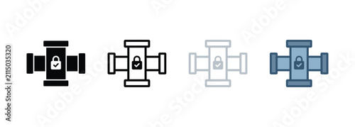 Foto Four pipe junction icons with lock symbol designs in different colors