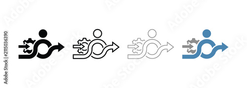 Obraz na plátně Illustrations Showing Person with Gear and Arrow Progress Sequence