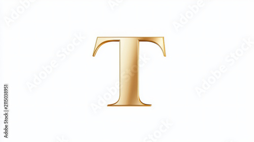 Elegant gold letter T stands out against clean white background, showcasing modern and sophisticated design