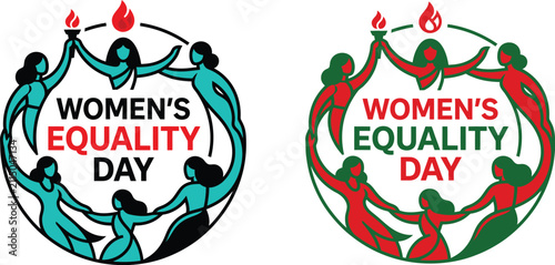 Canvastavla Two circular logo designs for women equality day featuring a group of diverse wo
