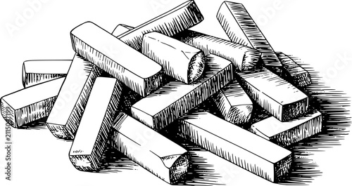 Foto Una pila de bloques o ladrillos de madera rectangulares ilustrados en un estilo