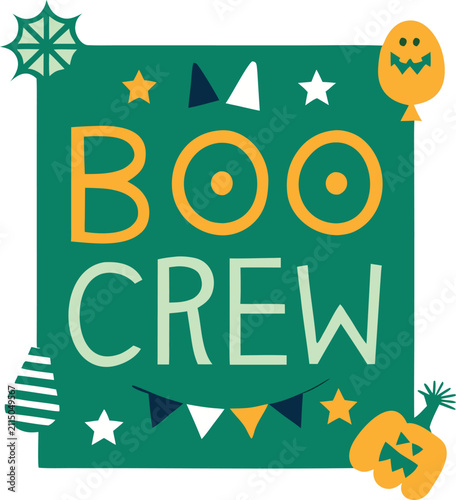 Boo Crew Halloween Typography Banner Vector Illustration
