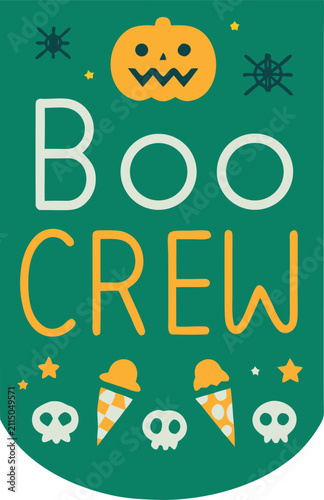 Boo Crew Halloween Typography Banner Vector Illustration