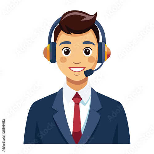 Customer support representative avatar with headset and formal suit service desk support staff customer care it support customer