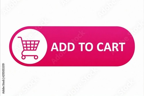 Add to cart button with shopping cart icon on pink background