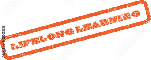 Fotografía Authentic Grungy Orange Lifelong Learning Rubber Stamp Impression for Continuous