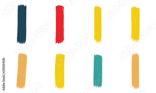 Brush strokes in various colors on a white background