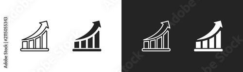 Growth Icon. Set of icons in Two-tone background. Black and white collection.