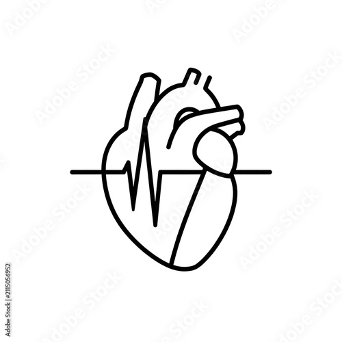 Heart Pulse Outline Vector Icon