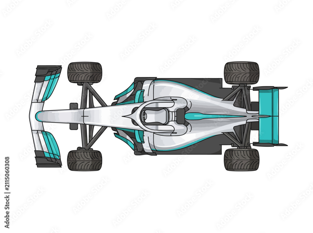 Obraz premium formula one race car speeding away on track