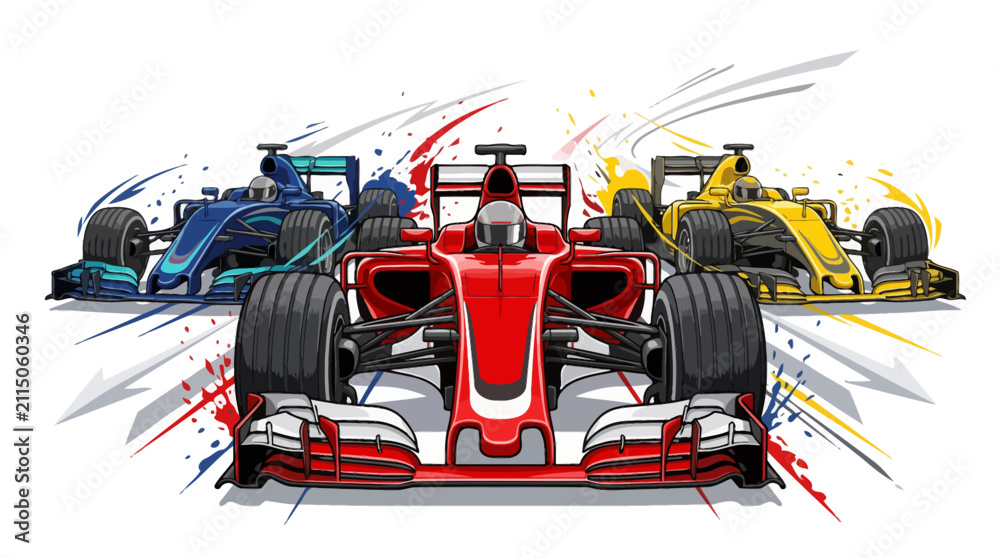 Fototapeta premium formula one race car speeding away on track