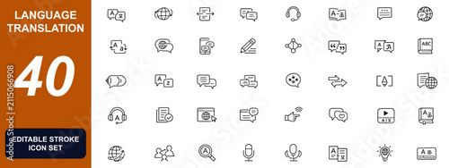 Konstfotografi Language Translation Icon Set with Multilingual Communication, Dictionary, Speec