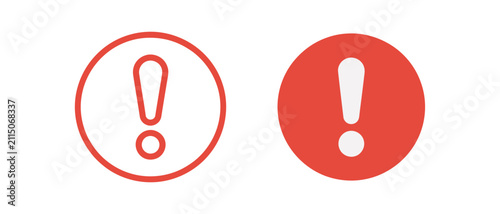 Exclamation Mark Alert Icon Set with Attention, Notification and Warning Symbols in Outline and Solid Vector Styles