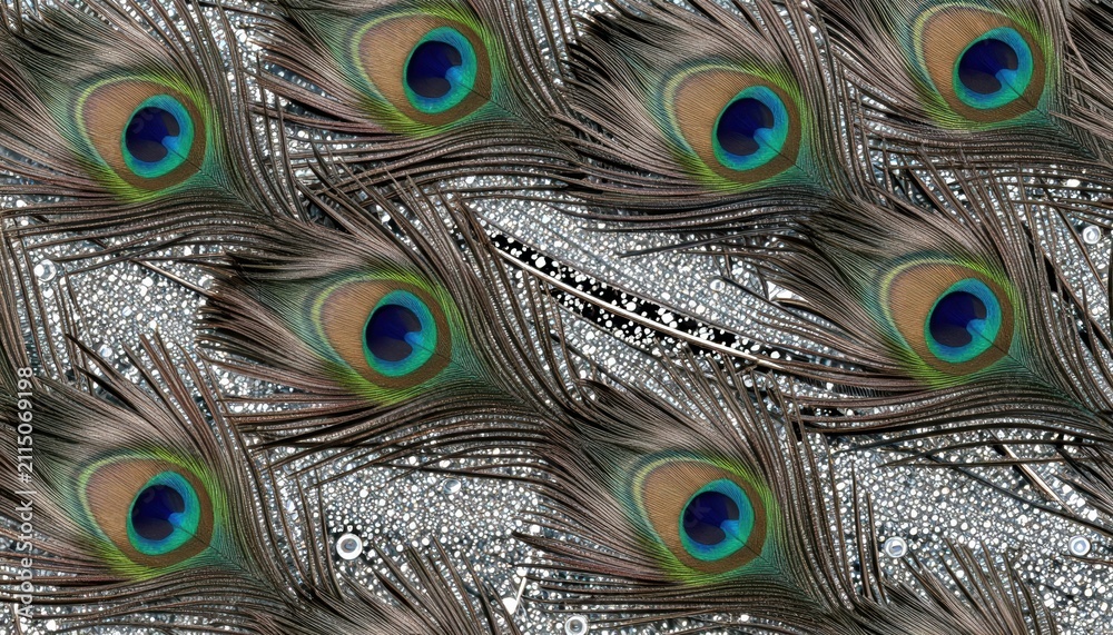Obraz premium A detailed view of colorful peacock feathers showcasing their stunning iridescence and elaborate patterns
