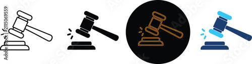 Fotografie Four Different Styles Of Judge Gavel Icons