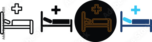 Set of Four Distinct Hospital Bed Icons