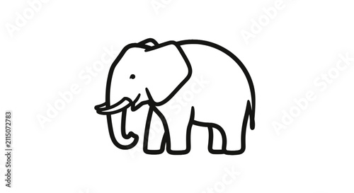Photography African elephant walking side profile line art