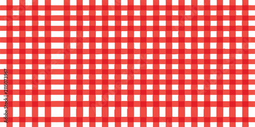 Bright red and white checkered picnic tablecloth pattern texture