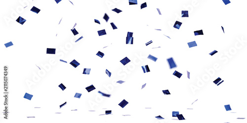 Shiny blue confetti pieces falling down for a festive party celebration