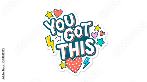 Obraz na plátne You Got This lettering with hearts and stars