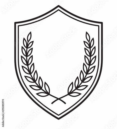 Shield Emblem with Laurel Wreath Symbol of Honor Victory and Achievement Vector Art