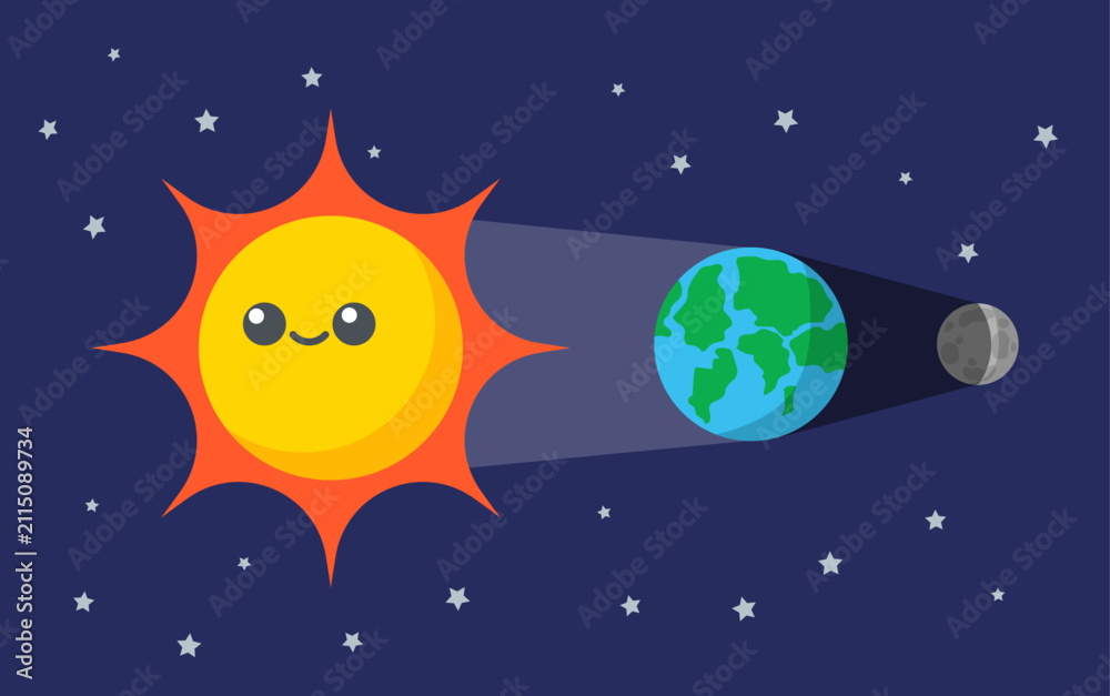 Naklejka premium Lunar eclipse scientific diagram showing sun earth and moon illustration