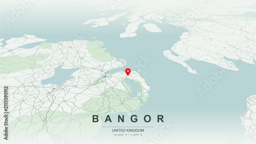 Картината върху платно Modern minimalist vector map of Bangor, Northern Ireland