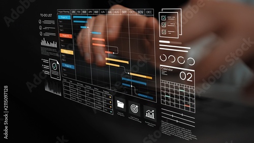 Foto Modern Project Management Dashboard with Gantt Chart, To-Do List, and Calendar for Efficient Workflow and Time Management in a Professional Setting
