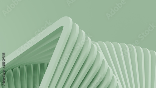 Abstract Sage Green 3D Background with Layered Curved Geometric Ribbons