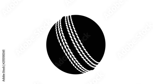 Cricket ball with stitched seam black and white silhouette