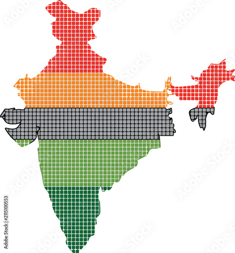 India map mosaic with horizontal color bands pixelated country