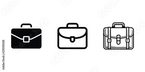 Professional Briefcase Icon Set with Business Bag, Office, Corporate Career and Work Symbols for Modern Company Design