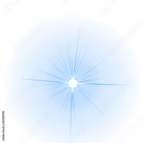 Bright Blue Lens Flare Light Effect isolated on Transparent Background